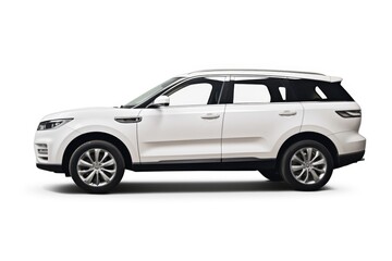 Obraz premium Side view white suv car isolated on white background with clipping path