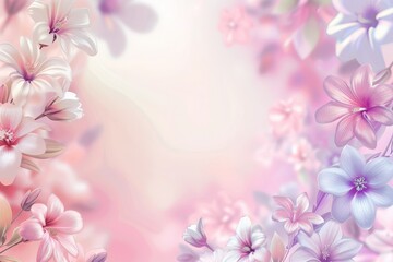 Beautiful Flowers Background, Light Blooming Pattern, Color Flower Mockup, Floral Banner