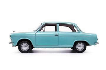 Isolated blue car on white background with clipping path.