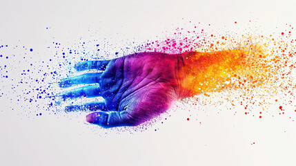 concept of Belonging Inclusion Diversity Equity DEIB,hand print of multicolor paint
