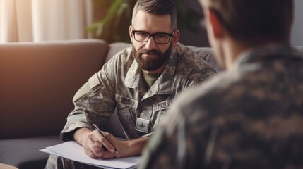 The psychologist's supportive presence offers a lifeline to the soldier in need.
