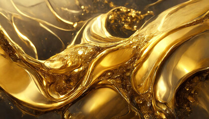 Liquid gold abstract background, golden metal, melded gold texture for design