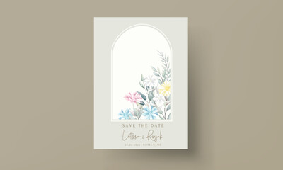 sweet aster flower wedding invitation card with pastel color