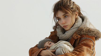 Postnatal depression and stressful motherhood concept.Tired Mother Suffering From Post Natal Depression