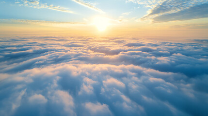 Aerial View Above The Clouds. Beauty nature. Sunlight - obrazy, fototapety, plakaty