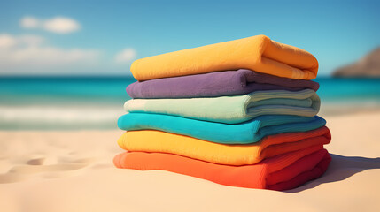 Fototapeta na wymiar A stack of clean towels