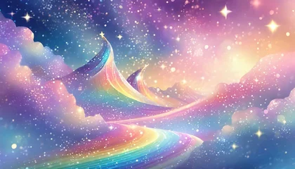 Fotobehang Fond, arrière-plan pastel aux couleurs de l’arc en ciel © Angel