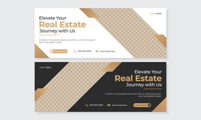 Modern and minimal real estate facebook timeline cover design template for business ads, home or house sale social media marketing advertising promotional web banner layout bundle, fully editable file