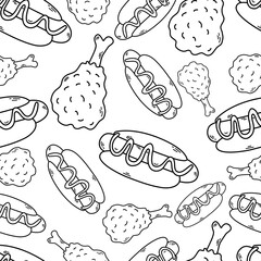 Fast food. Design element for poster, wrapping paper. Vector illustration.