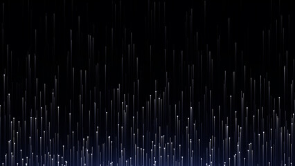 Abstract black and silver elegant particle lines raining background