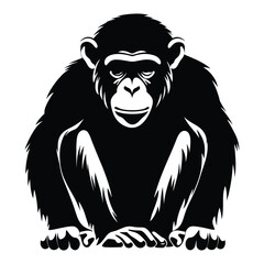 Chimpanzee black Silhouette vector.