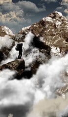 Alpinista escalar montaña nieve