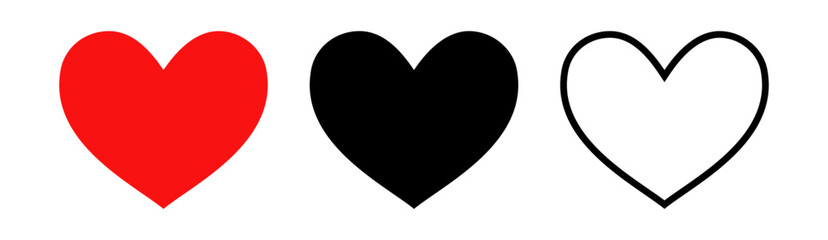 Heart romance love valentine's day women's day red modern flat outline black vector pictogram icon set for apps and websites isolated on transparent background	