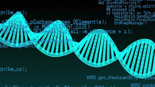 Animation of data processing over dna strand