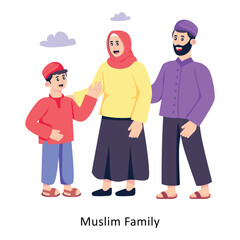 Muslim Family Flat Style Design Vector illustration. Stock illustration