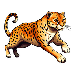Fototapeta premium Cheetah in dynamischer Pose Illustration Vektor isoliert transparent hintergrund