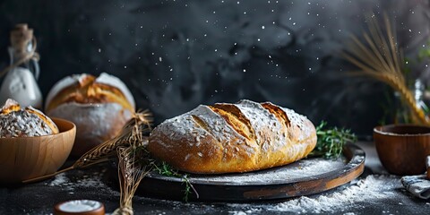 freshly baked bread in a rustic style