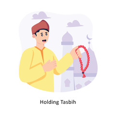 Holding Tasbih Flat Style Design Vector illustration. Stock illustration