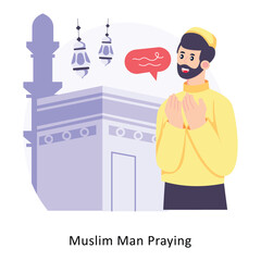 Muslim Man Praying  Flat Style Design Vector illustration. Stock illustration