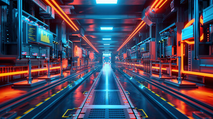 Futuristic AI Technology in a Manufacturing Plant