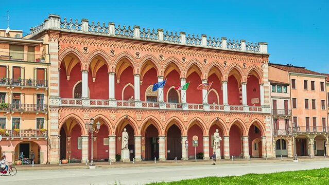 Loggia Amulea is neo-Gothic style building located in the Prato della Valle, the majestic piazza of Padua, Italy. Front of building is characterized by an elegant loggiay.