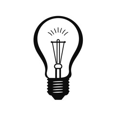 light bulb black and white icon vector illustration isolated transparent background logo, cut out or cutout t-shirt print design