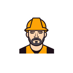 construction worker with helmet man wearing a cask icon vector illustration isolated transparent background logo, cut out or cutout t-shirt print design