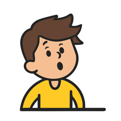 cartoon boy surprised icon vector illustration isolated transparent background logo, cut out or cutout t-shirt print design