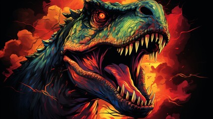 Naklejka premium 迫力のある恐竜の顔,Generative AI AI画像
