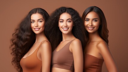 Diverse women with radiant skin, perfect for beauty advertisements and skincare promotions
