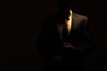 silhouette of businessman in the dark photo