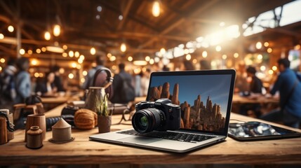 Small business owner starting enterprise with laptop at home for online selling and delivery - obrazy, fototapety, plakaty