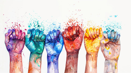 Business culture concept of Diversity, inclusion, equality, honesty, belonging, shown by different colors in hands together, holi concept or holy event  - obrazy, fototapety, plakaty