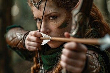 a woman with a bow and arrow
