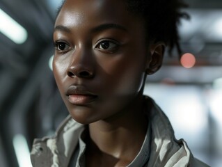 a woman looking at the camera