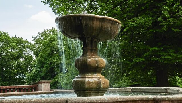 Fountain in Nachod Castle. Nachod Chateau in East Bohemian town of Nachod of same name originated from former border castle. It has been protected as national cultural monument of Czech Republic.