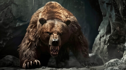 Ilustracja wściekłego niedźwiedzia - obrazy, fototapety, plakaty