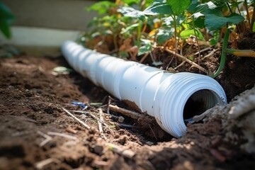 Polythene pipe leak repaired with a compression fitting in the summer garden