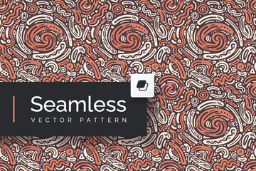 Seamless hand drawn pattern with colored elements