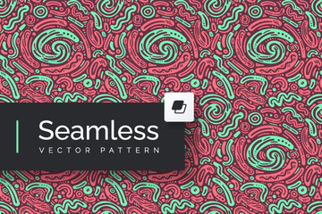 Seamless hand drawn pattern with colored elements