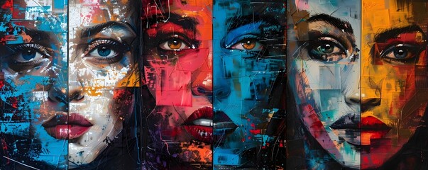 Naklejka premium Contemporary Female Portraits in Graffiti-Inspired Style