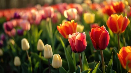 Foto op Plexiglas a group of tulips in a field © sam