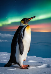 Fototapeta premium An emperor penguin on an iceberg in Antarctica