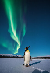 Fototapeta premium An emperor penguin on an iceberg in Antarctica