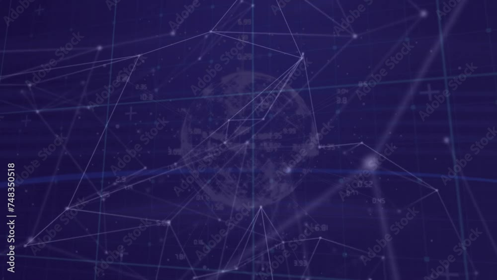 Poster animation of network of connections over globe with data processing
