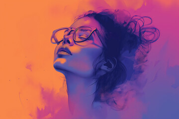 Portrait of woman in Purple and Orange Hues.