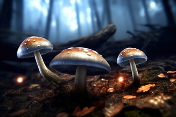 mushrooms growing in the woods - Powered by Adobe
