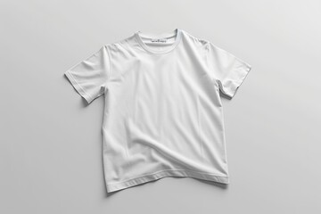 a plain white tshirt mockup laying on a flat surface