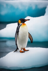 Fototapeta premium An emperor penguin on an iceberg in Antarctica