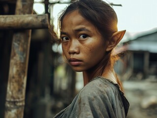 a girl with elf ears